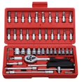thumbnail image 1 of 46pcs,1-4 Inch Drive Box End Socket Set | Metric Ratchet Wrench Set With 4-14mm Cr-V Socket | S2 Bit, Extension Bars, Mechanic Tool Kits For Household Auto Repair, Chrome Vanadium Steel, 1 of 5