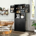 thumbnail image 4 of HLR 72" Kitchen Pantry Cabinet, Freestanding Pantry Storage Cabinet with Hutch & Shelves, Black, 4 of 8