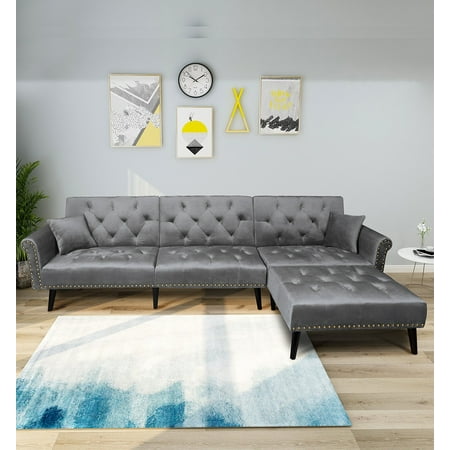 Sears Sofas Clearance Sofas Sets - Vintage Modern Adjustable Sofa Bed Set Solid Wood High Resilience Sponge Seat ()