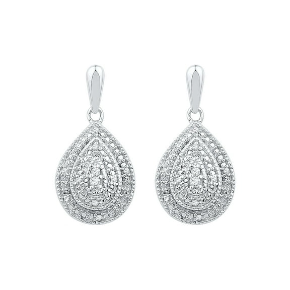 Gem & Harmony Diamond Teardrop Earrings 1/10 Carat (Ctw) in Sterling Silver for Women