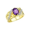 thumbnail image 4 of RYLOS Rings for Women 14K Gold Plated Silver Ring Classic 9X7MM Oval Gemstone & Diamonds February Amethyst Jewelry Size 13, 4 of 8