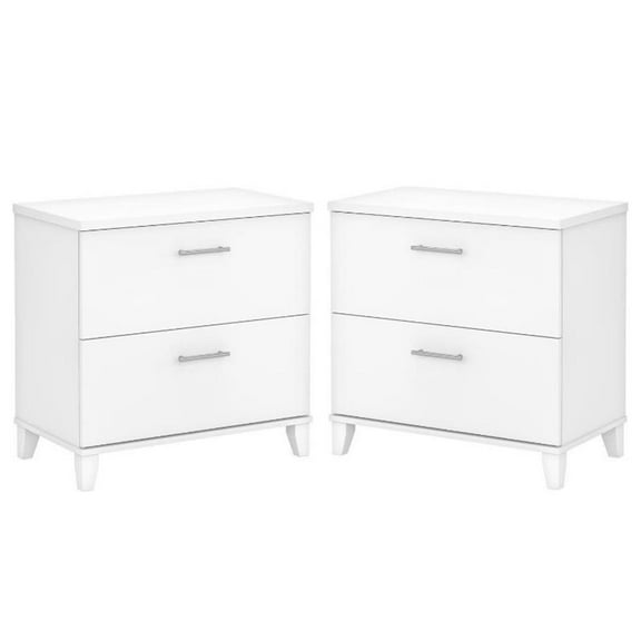 Home Square 2 Piece Engineered Wood Lateral Filing Cabinet Set in White