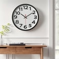 thumbnail image 2 of Unique Bargains Non-Ticking Battery Operated Decorative Wall Clock White Black, 2 of 6