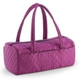 thumbnail image 2 of Quilted Tote Shoulder Beauty Bag With Brush Storage Pocket Ideal for Cosmetic Bottles Brushes Acessorries (Purple), 2 of 7