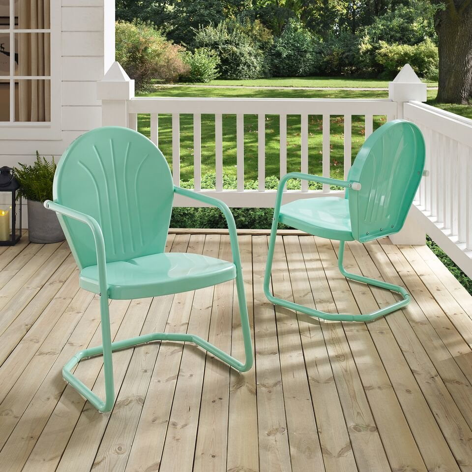 Crosley Furniture Griffith Metal Outdoor Patio Chair in Aqua