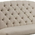 thumbnail image 4 of Benzara Nailhead Trim Fabric Upholstered Wing Back Wooden Bench, Beige and Black, 4 of 5