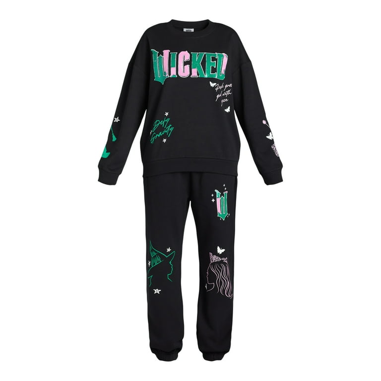 Wicked Women's Hooded Sweatshirt and Sweatpants Set, 2 Piece, Sizes XXS-XXL Wicked Women's Hooded Sweatshirt and Sweatpants Set, 2 Piece, Sizes XXS-XXL