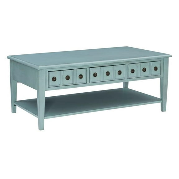 Linon Sadie Wood Coffee Table in Teal Blue