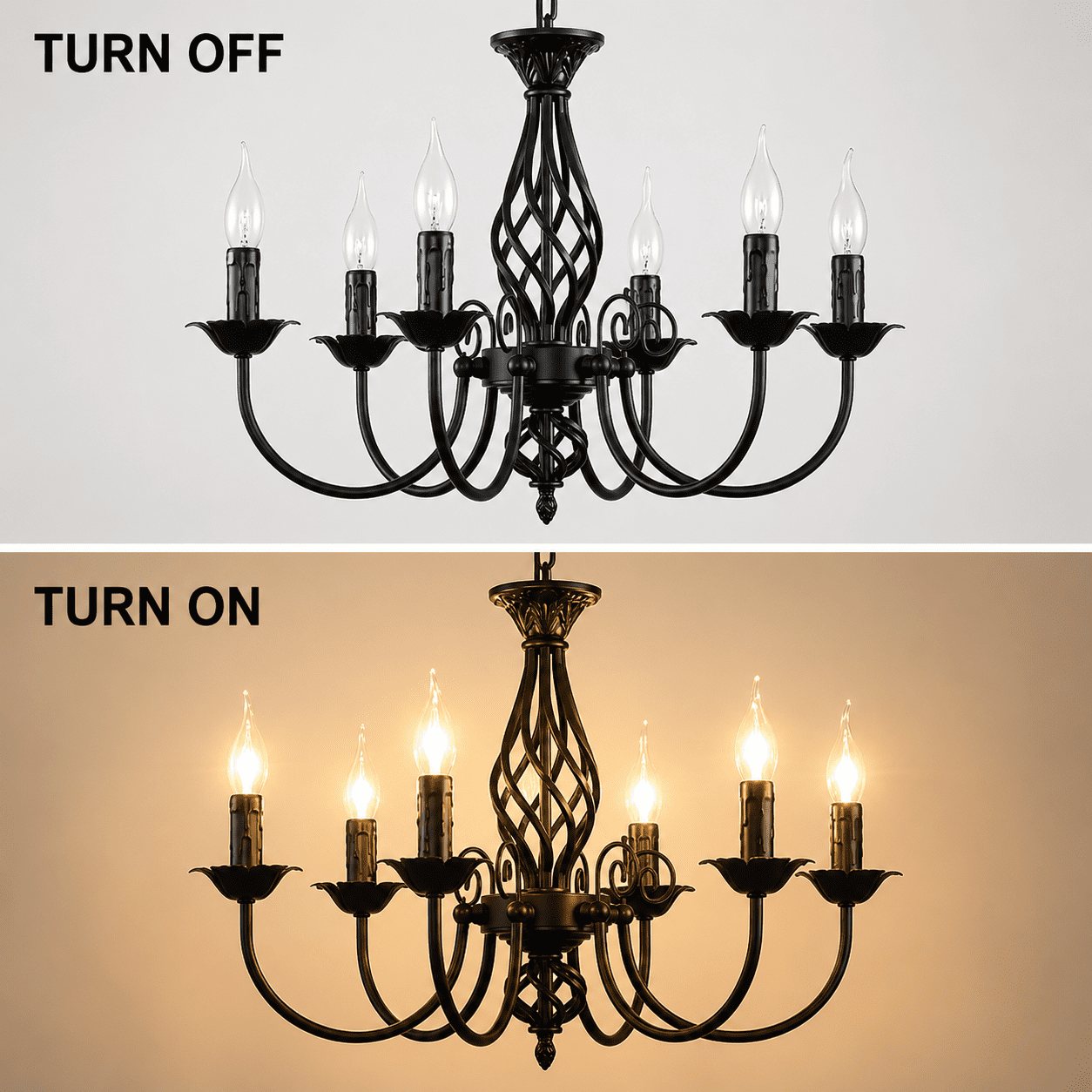 Garwarm 22.8 in. 6-Light Vintage French Country Chandelier, Farmhouse Candle Pendant Light Fixture for Kitchen Island Dining Room Living Room