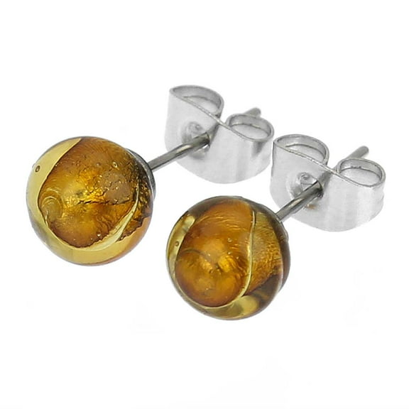 GlassOfVenice Murano Glass Tiny Stud Earrings - Topaz