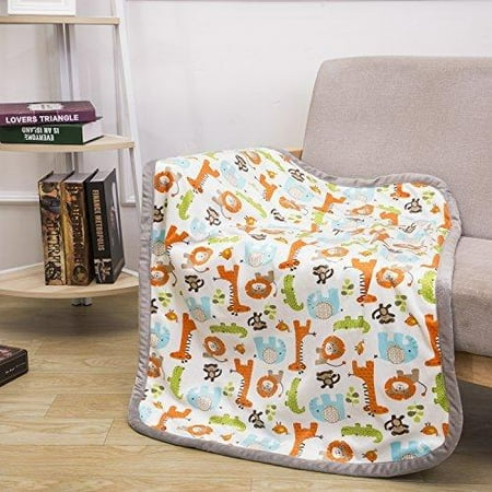 Breathable Baby Blanket Safari Print Fleece Best Registry Gift for Newborn Soft- Perfect for Prince and Princess 30