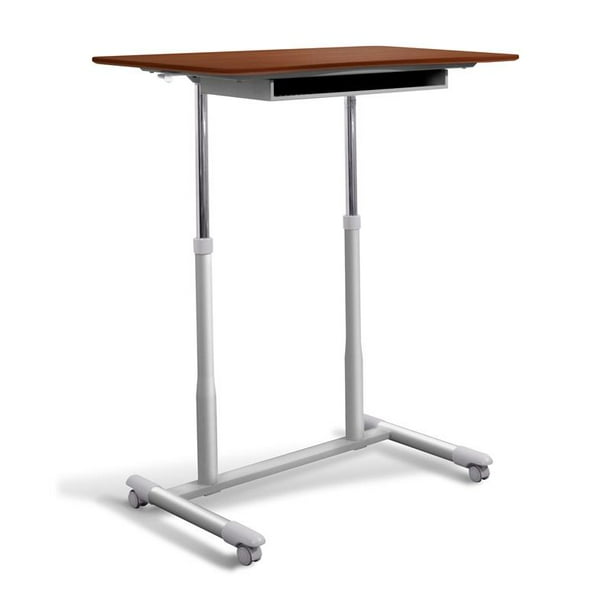 Unique Furniture Height Adjustable Steel Base Sit/Stand Desk in Cherry