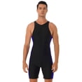 thumbnail image 2 of YONGHS Mens Gymnastic Racerback Unitard Workout Sports Athletic Bodysuit Swimsuit Swimwear Black&Blue XXL, 2 of 7