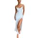 thumbnail image 1 of Lucakuins - Vestido largo de verano para mujer, color sólido, sin mangas, sin espalda, con abertura alta, para discoteca Lucakuins moda, 1 of 3