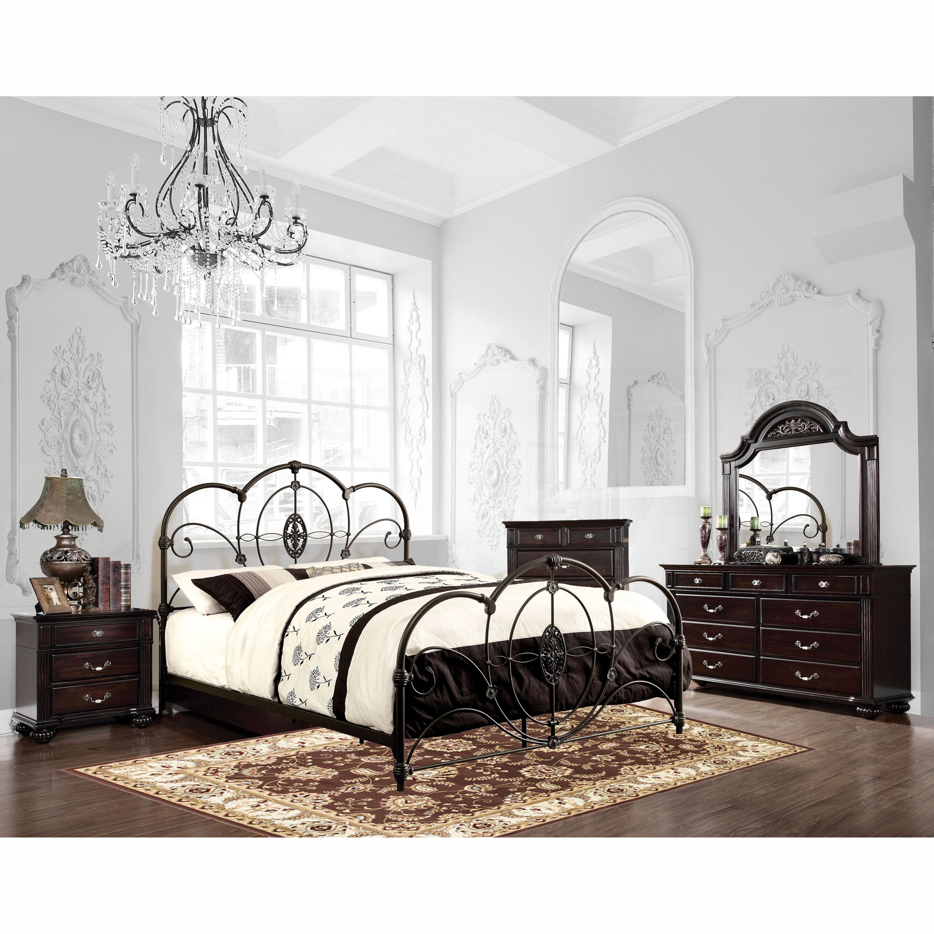 Furniture of America Collier 2-Piece Dresser and Mirror Set, Black
