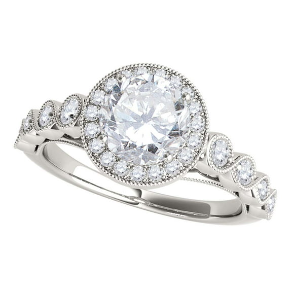 Mauli Jewels Engagement Rings for Women 0.75 Carat Interwined Diamond Design Engagement Wedding Ring4 Prong-Setting14K Solid White Gold