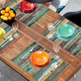 thumbnail image 5 of Vintage Colorful Wooden Placemats Set of 4, Placemats Dining Table Mat Set,12x18 Washable Stain Resistant Wipeable Cloth Placemat for Kitchen Buffet Parties, 5 of 7