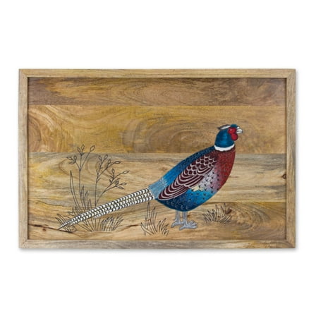 Pheasant Bird Rectangular Hanging Wall Decoration - 32" - Blue and Red