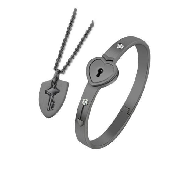 New Fashion Couple Bracelet & Necklace Concentric Lock Love 