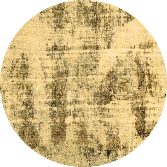 Ahgly Company Indoor Round Abstract Brown Modern Area Rugs, 4' Round