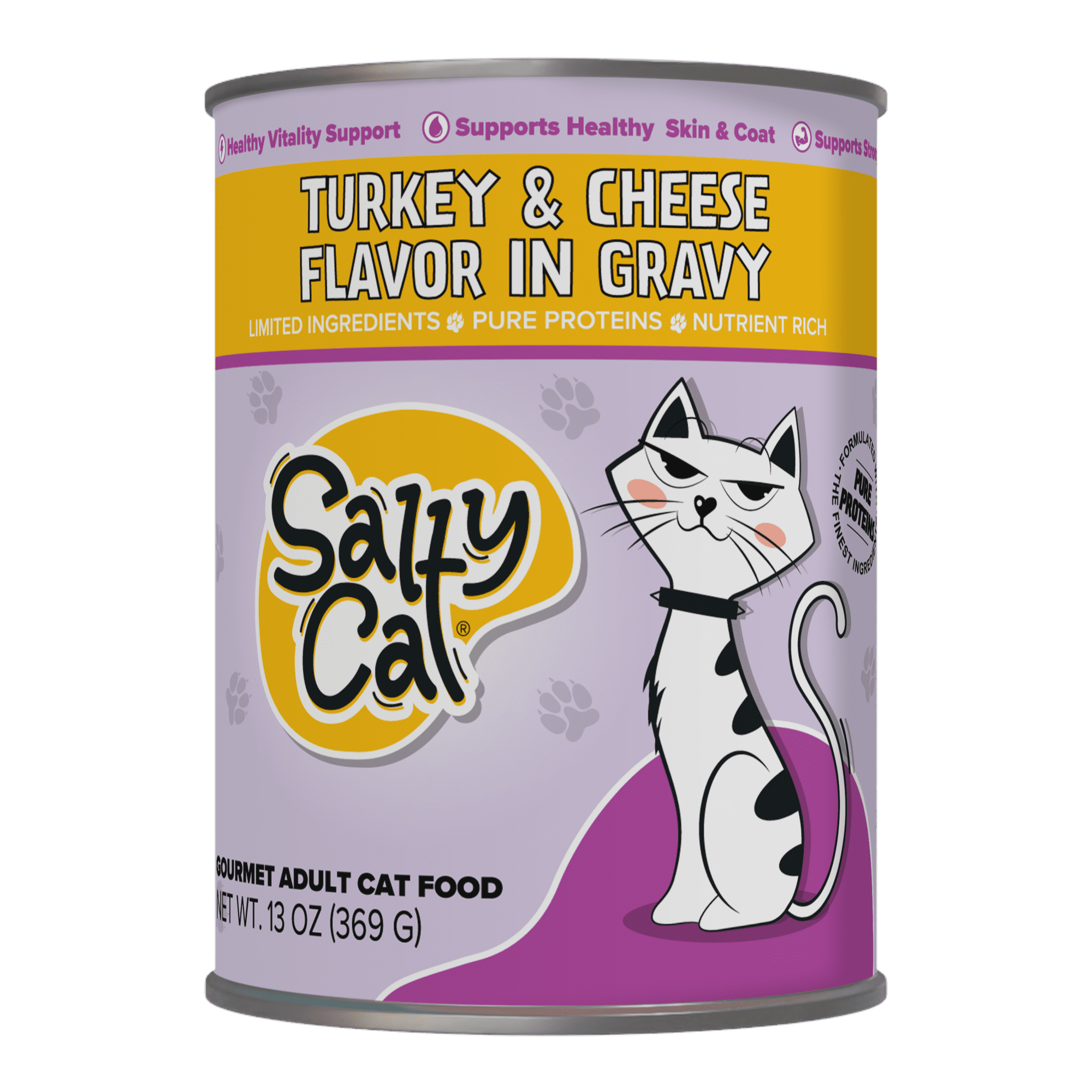 (6 pack) Salty Cat Turkey and Cheese Flavor in Gravy 13 oz