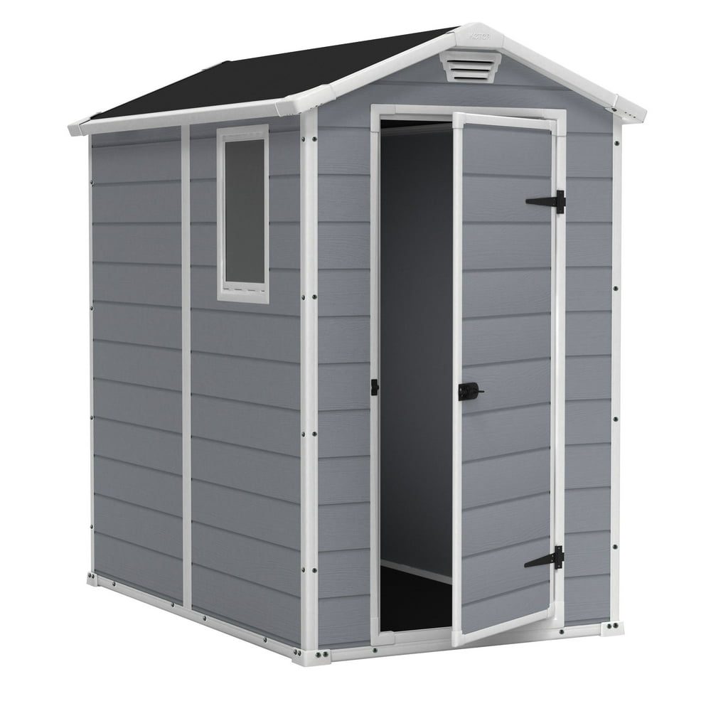 Keter Manor 4' x 6' Resin Storage Shed, All-Weather Plastic Outdoor ...