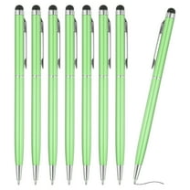 Ballpoint Pen with Stylus Tip, 8Pcs 2 in 1 Metal Pen Black Ink 1.0mm Medium Point Stylus Pen for Touch Screens, Light Green