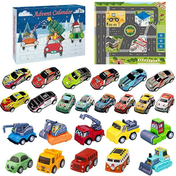 2023 Christmas Advent Calendar Pull Back Cars Vehicles Toys Xmas 24 Days Countdown Surprise Blind Box Holiday Gift For Kids Toddlers
