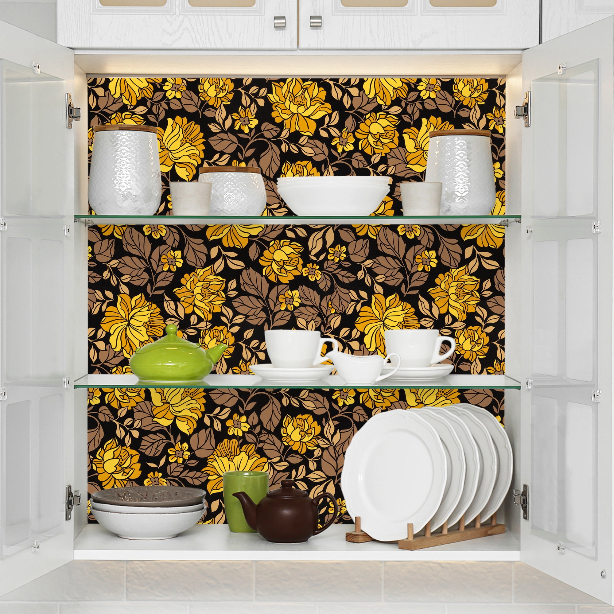 UMIGGEE Floral Wallpaper Peel and Stick Wallpaper Peony Wall Paper 17.7-in x 118-in Self Adhesive Black Flower Wallpaper Contact Paper Home Decor Wall Covering Old Furniture Renovation