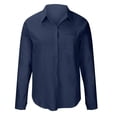 thumbnail image 4 of Blouse en Polyester à Manches Longues Couleur Unie Réversible Nature Décontractée Tailles Multiples pour Femmes (Marine, s), 4 of 5