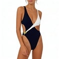 thumbnail image 4 of BSDJILFG Black and White Swimsuits for Women One-Piece Monokini Bathing Suit Criss Cross V-Neck Slimming Beachwear Vacation, 4 of 6