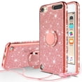 thumbnail image 1 of Apple iPod Touch 6 Case, iPod 6/5 Case [Tempered Glass Screen Protector],Glitter Ring Stand Bling Sparkle Diamond Case For Apple iPod Touch 5/6th Generation - Rose Gold, 1 of 5