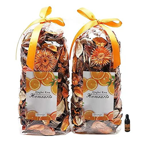 Qingbei Rina Fall Potpourri Bags Orange Scented Potpourri Dried Flowers Thanksgiving Decorative Bowl Vase Filler Home Fragrance Autumn Harvest Farmhouse Decor 8.4Oz(Citrus)