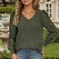 thumbnail image 2 of Sweaters for Women Pullover Cropped Casual Y2K Knit Trendy Concert School Outfit Ladies' Fashionable Casual Corset V Neck Long Sleeved Shirt Lace Top Sweater, 2 of 6