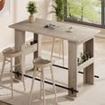 thumbnail image 4 of 63-Inch Bar Table – Grey Wooden Coffee Bar Unit with Storage – Farmhouse Counter Height Pub Table with Metal Footrest – Kitchen, Dining Room, Living Room, Bistro – Modern Home, 4 of 7