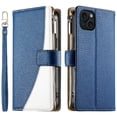 thumbnail image 1 of Funda cartera GANGXUN para iPhone 15 Plus , cuero PU con tarjetero, cremallera, correa de mano, soporte y protección 814°, 1 of 6