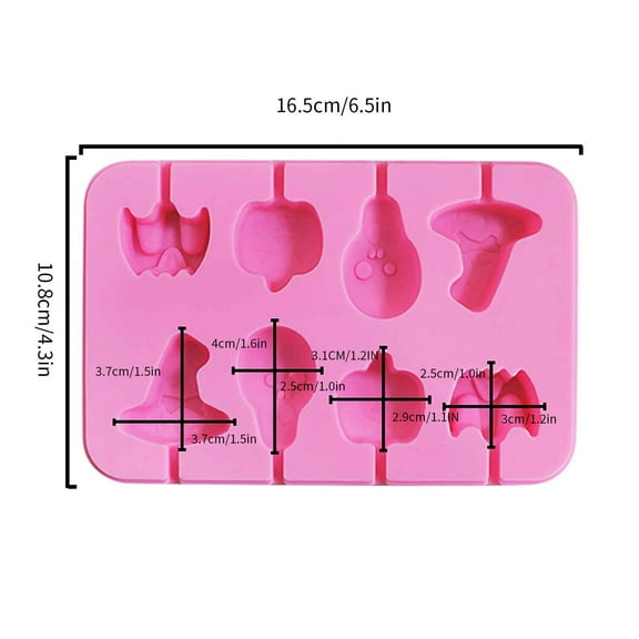 AnuirheiH Halloween Candy Molds Silicone Lolli Molds,8 Cavity Chocolate Lolli Molds for DIY Halloween Christmas Party with Lolli Sticks