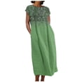 thumbnail image 1 of Robe pour Femmes, Robe d'Été en Coton et Lin Bohème Décontractée Mode Sans Manches Tenue de Vacances, 1 of 5