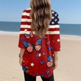 thumbnail image 6 of Womens Tops V-neck 3/4 Sleeve Blouses Casual Mid-length Shirts Fashion Print Tunic Tops With Pockets Deep Red 2XL, 6 of 6