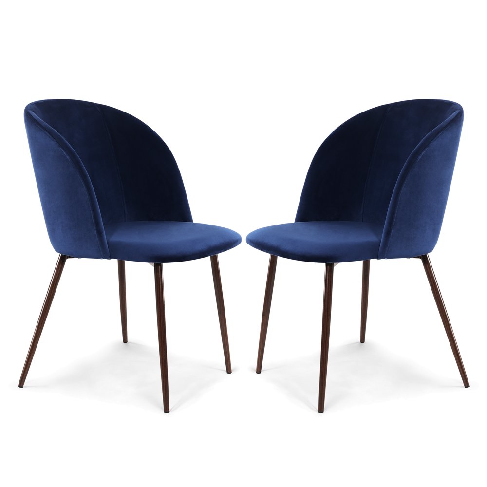 Edgemod Kantwell Velvet Dining Chair in Space Blue (Set of 2) Walmart