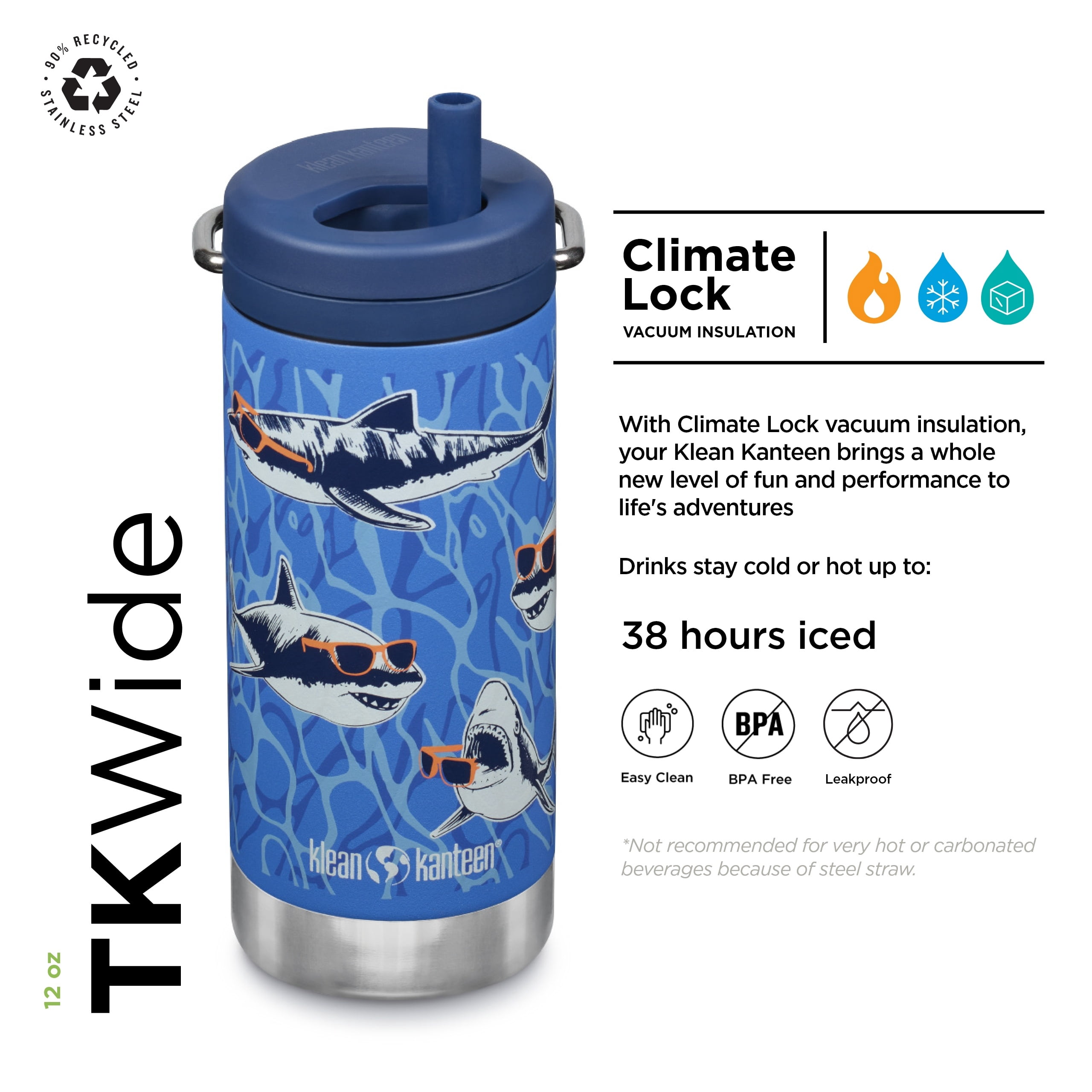 12oz TKWide Insulated Water Bottle with Twist Cap - Sharks in Shades