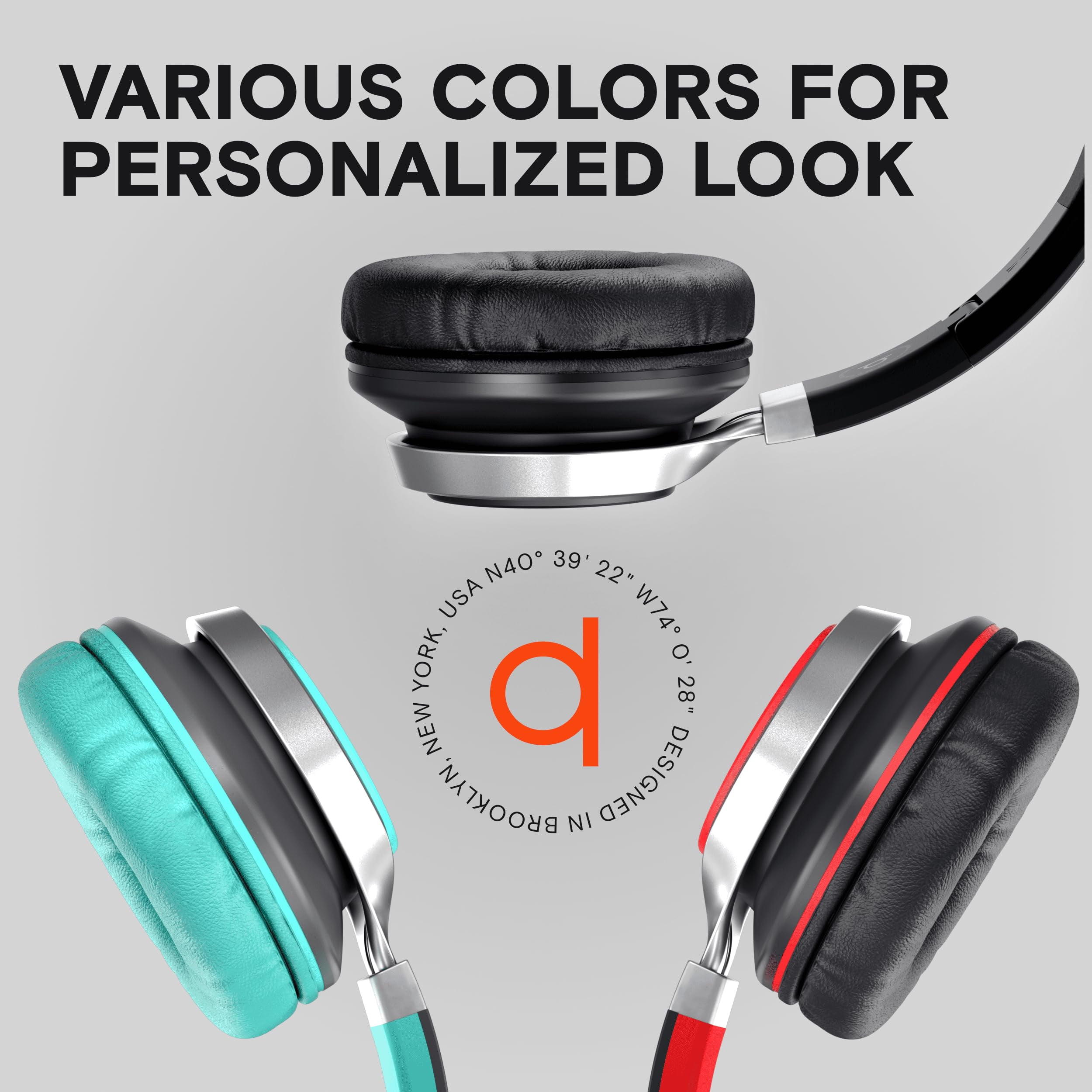 Artix CL750 Wired Headphones with Microphone, On-Ear Head Phones with Mic, Red