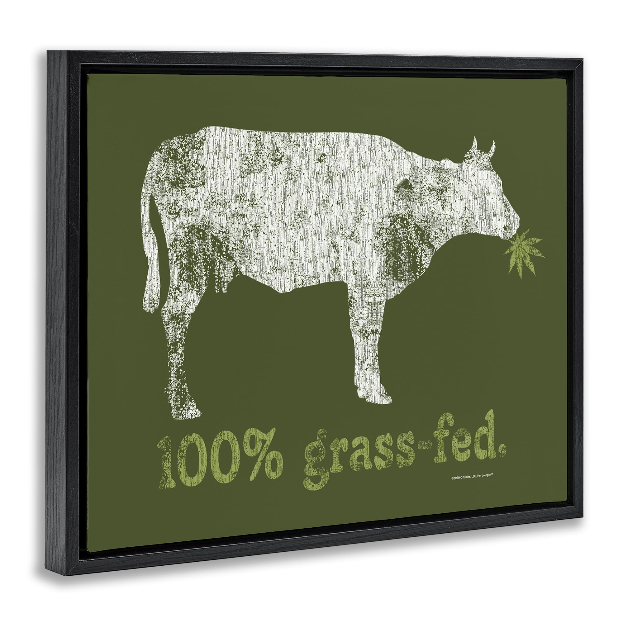 Stupell Industries Grass Fed Cow Animals Painting Black Floater Framed Canvas Art Print Wall Art, 21 x 17
