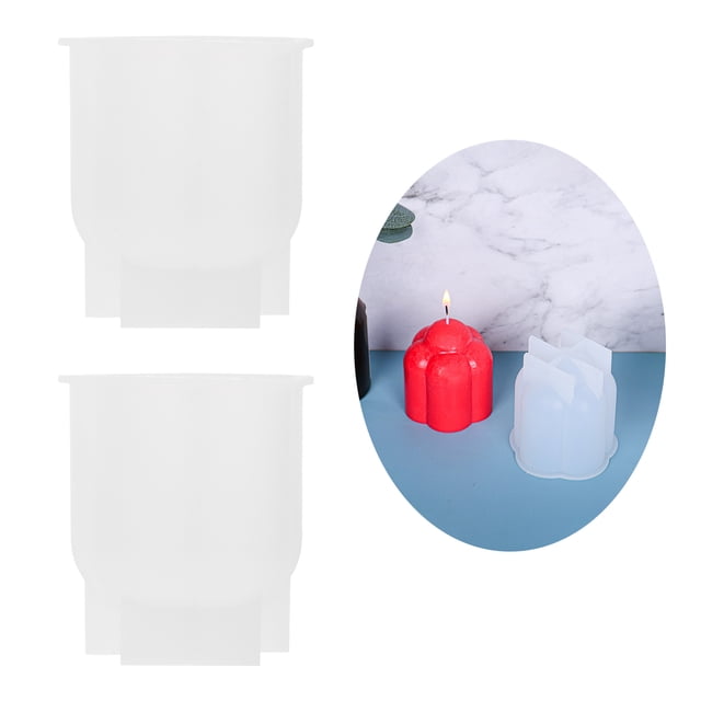 WASHWEPE 2Ud Reutilizable De Silicona Para Velas Y Jabones Artesanales Con Forma De Flor