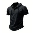 thumbnail image 3 of Men's T Shirt Summer Slim Fitness Hooded Short-Sleeved Tees Male Lightweight Hoodie Fitness Breathable Sports Tops, 3 of 10