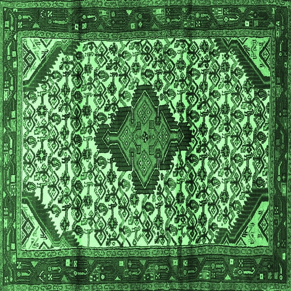 Ahgly Company Indoor Square Persian Emerald Green Traditional Area Rugs, 5' Square