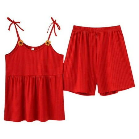 

CoCopeaunt Womens Sleepwear Set Candy Colors Short Set Pajamas for Women Party Pajama Set Sweet Short Sleevelees Top & Short Summer Pijama