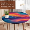 thumbnail image 3 of Orange Blue Pink Round Tablecloth 36-44 Inch Round Fitted Table Cloth with Elastic Edge, Modern Minimalist Aesthetics Waterproof Table Cover Protector for Outdoor Picnic Party Dining, 3 of 6