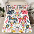 thumbnail image 2 of jejeloiu Colorful Horse Floral Twin Sheet Sets,Retro Boho Flower Bedding For Boys Girls 3-Piece, 2 of 7