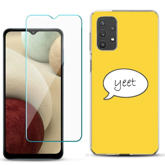 Slim-Fit TPU Phone Case compatible with Samsung Galaxy A32 5G, with Tempered Glass Screen Protector, by OneToughShield ® - Yeet